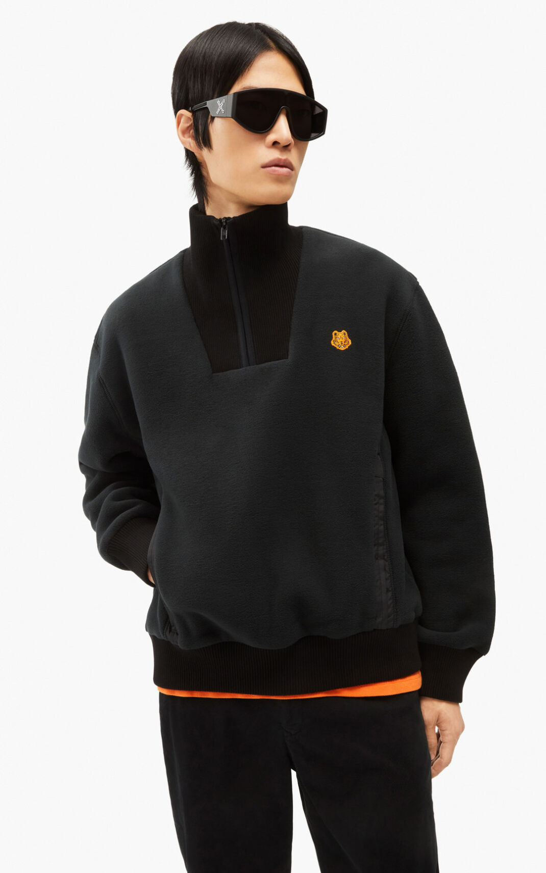 Sweat Kenzo Homme Tiger Crest fleece Noir QJRWB-8743